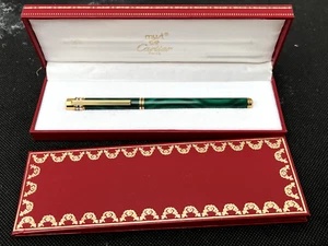 Rare Vintage Must De Cartier Fountain Pen 18k Gold Nib Green Malachite Laquer. - Picture 1 of 24