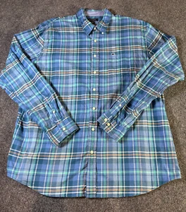 Camisa de vestir informal Crown & Ivy para hombre XLT grande y alta azul con botones Preppy - Imagen 1 de 9