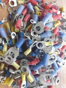 Insulated Ring Crimp Terminals Electrical Cable Connector Red Blue Yellow - Picture 1 of 2