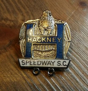 Original Vintage Hackney Hawks Speedway Supporters Club Metall Emaille Abzeichen - Bild 1 von 2