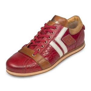 KAMO-GUTSU Herren Leder Sneaker, rot mit Reptilprägung (TIFO-030 croco rosso)