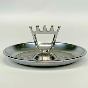 Vintage Art Deco Chromed Chrome Ashtray by Hamilton Products Crown Center 4.75in - Picture 1 of 12