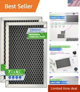 Filtro de microondas de carbón de fácil instalación paquete de 2 - 7,68"x4,85" para GE, LG, Kenmore - Imagen 1 de 8