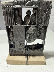 VINTAGE 1969 EXPRESSIONIST SCULPTURE OF  FIGURES IN THE MANNER OF  KOLLWITZ Nice - Picture 1 of 7