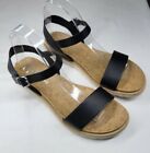 Sun + Stone Women's  Mattie Flat Casual Sandals US Size 8 Med Black