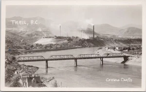 Trail British Columbia Birdseye Bridge Smelter Camera Crafts RPPC Postcard H27 - Bild 1 von 2