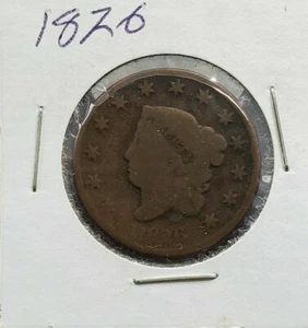 1826 Coronet Liberty Head US Large Cent 1c Choice AG / Guter Zustand - Bild 1 von 4