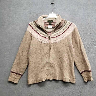 Suéter DE COLECCIÓN Eddie Bauer Mujer Grande Alto Beige Fair Isle Cremallera Completa LEER Foto 1 de 4