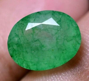 Piedra preciosa tratada corte ovalado corte ovalado verde natural de 4,80 quilates esmeralda verde natural de Zambia - Imagen 1 de 3