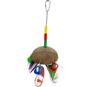 1504 Coconut Ringy Sneaker Bird Toy Natural Chewable Fun Acrylic Made in USA - Picture 1 of 8