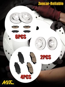 Slotted & Drilled Front Disc Brake & Pads for 2006-2015 Lexus IS250 AWD/RWD - Picture 1 of 35