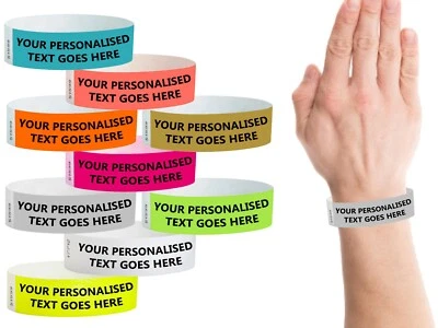 Wristbands Personalised Paper Text Logo Party Strap Event Festival Like Tyvek UK