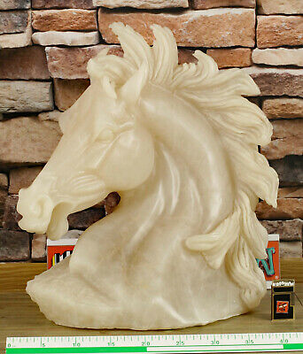 Asiatika 30KG (!) Skulptur Pferd Pferdekopf Serpentin Stein Calcit Marmor Jade • 990€