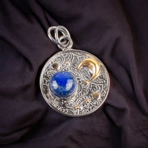 Ciondolo gioiello in argento sterling 925 fatto a mano con pietra preziosa lapislazzuli - Foto 1 di 3