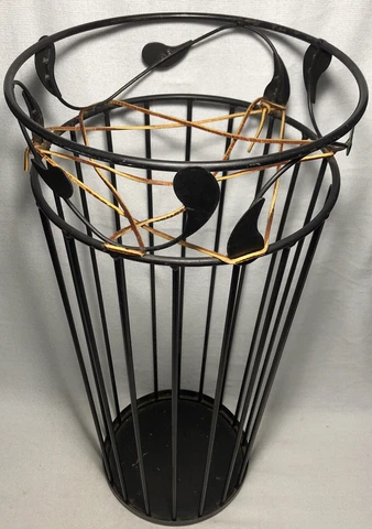 20” Vintage Metal Cane Holder Umbrella Stand Water Droplets Ornate Decor Cover