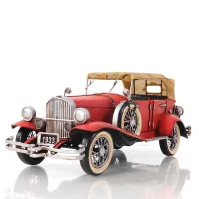 1933 Red Duesenberg J 1:12 | Handcrafted Model Car w/ Hood Ornament & Iron Frame Foto 1 de 4
