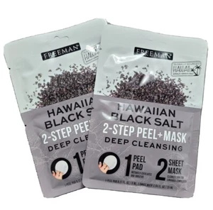 2X Freeman HAWAIIAN BLACK SALT 2-Step Deep Cleansing PEEL + MASK sheet facial - Picture 1 of 5