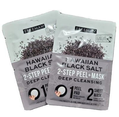 2X Freeman HAWAIIAN BLACK SALT 2-Step Deep Cleansing PEEL + MASK sheet facial - Image 1 of 4