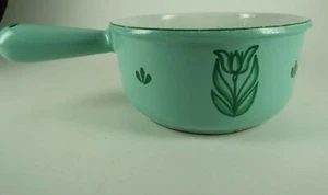 Dru Holland Cast Iron Enamel Green Tulip Pot Stick Handle NO LID - Picture 1 of 5