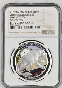 1 DOLLAR 2014 AUSTRALIA MEGAFAUNA THYLACOLEO SILVER PROOF NGC PF70 - Picture 1 of 4