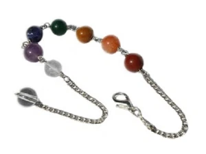 7 CHAKRAS CHAINETTE PERLES PIERRES NATURELLES - Picture 1 of 2