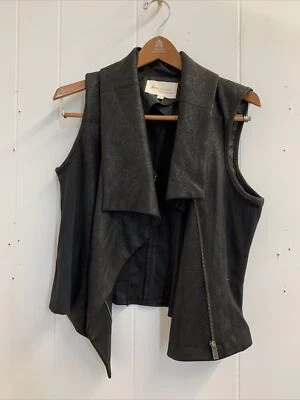 Chaleco Two by Vince Camuto Para Mujer M Negro Imitación Cuero Moto Cremallera  Foto 1 de 4