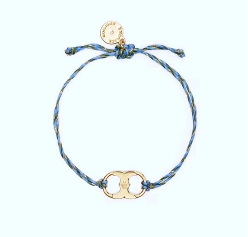 Tory Burch Ambition Bracciale Intrecciato Tory Oro Blu Multi