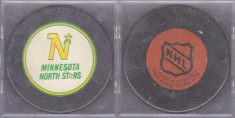 MINNESOTA NORTH STARS NHL PUCK Yellow 'N' 1989-1991 InGlasCo Non-Approved #T00 Cover