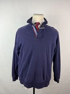 FALL/WINTER Orvis Men's Navy Blue Solid Cotton Blend 1/4 Zip Sweater M $158 - Picture 1 of 10