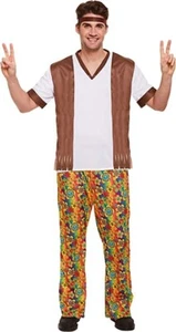 Adult Mens 60s 70s Hippie Hippy Man Groovy Woodstock Fancy Dress Costume - Picture 1 of 1