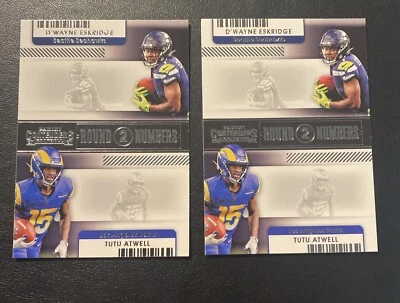 2021 Panini Contenders 2 Round Numbers- D'Wayne Eskridge & Tutu Atwell RC Rookie - Image 1 of 4