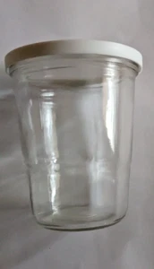 Vintage Glass Jelly Jar with White Plastic Lid - Picture 1 of 5