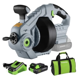 WORKPRO 20V Electric Drain Auger 25Ft Plumbing Snake Drain Hair Cleaning Machine - Picture 1 of 10