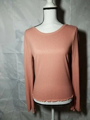 American Rag Cie Womens Blouse 8FK33 Long Sleeve Cameo Brown Size L Open back  - Image 1 of 4