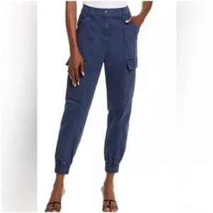 Cinq a Sept Kelly Cargo Crop Jogger Pants Midnight Blue Utility Sz XS - Picture 1 of 14