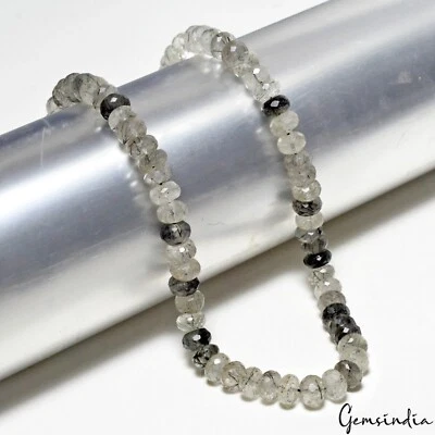238.90 Ct Natural Rutile Round Faceted Center Drilled Beaded Gemstone Strand 15" - Image 1 of 4