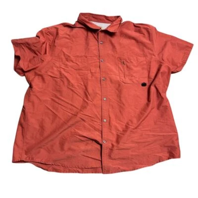 The Foundry Quick-Dry Coral Button Down Short Sleeve Shirt with Zip Pocket 3XL - Image 1 of 4