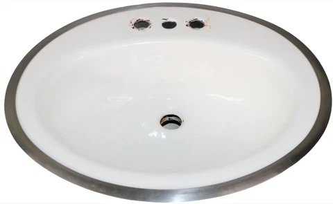 1973 Vintage American Standard White Porcelain & Cast Iron Oval Drop-in Sink Cover