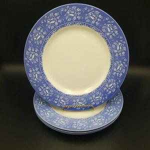 4 Vintage QUEEN'S (Churchill) 10.75" Dinner Plates ALBERTINE blue/white ENGLAND - Picture 1 of 12