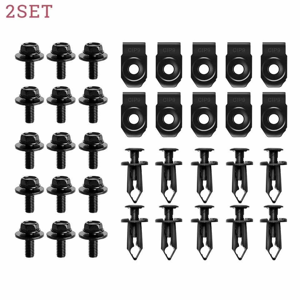 Pernos de carrocería y clips de tuerca en U para Toyota - protector contra salpicaduras de motor debajo de la cubierta 70 piezas Foto 1 de 4