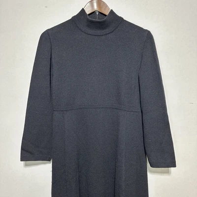 St John Collection Marie Gray Dress Womens 12 Santana Knit Mock Neck Vintage - Image 1 of 4