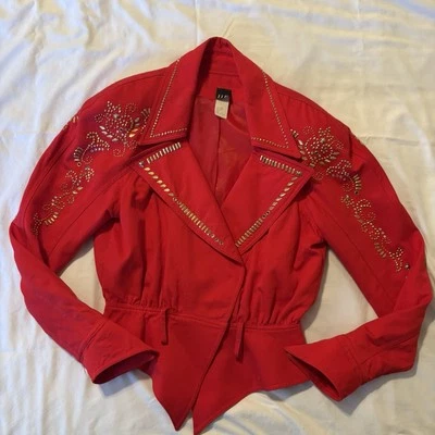 Vintage IIF Red Western Embellished Jacket Size Med Studded Cowgirl Rockabilly - Image 1 of 4