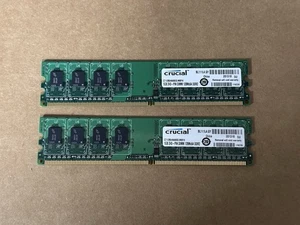 Crucial (2) 1GB 240-PIN DIMM 128Mx64 DDR2 PC2 Desktop Memory Model CT12864AA800 - Picture 1 of 2