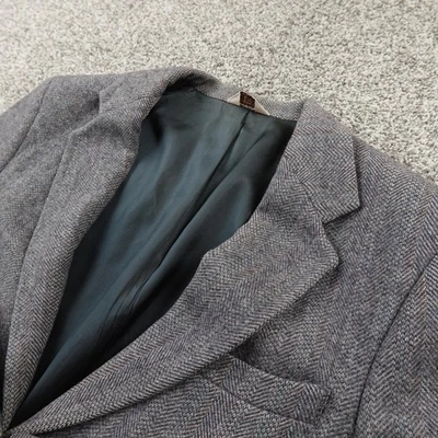 VTG Savile Row Blazer Mens 40R Gray Herringbone Wool Tweed Sport Coat Jacket USA - Image 1 of 4