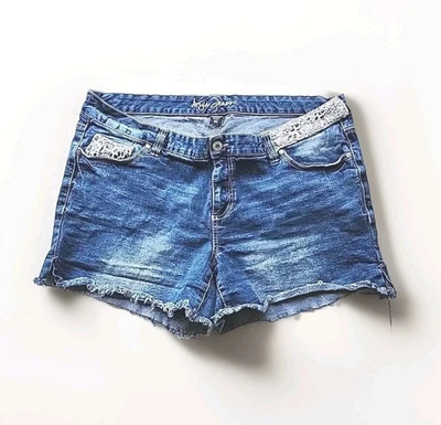 Pantalones Cortos de Jean Ariya para Mujer Talla Grande 20 Azul Denim 41x4" Encaje Elástico ¡¡Genial!! Jh Foto 1 de 4