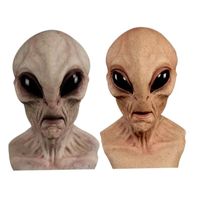 Hermosa máscara facial alienígena cabeza completa Halloween látex alienígena tocado Halloween Foto 1 de 4