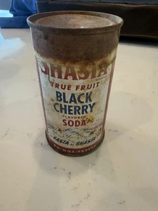 Early Shasta Black Cherry Soda Flattop Can Steel 1950's True Fruit View Photos - Imagen 1 de 7
