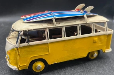 VW Volkswagen Samba Bus con dos tablas de surf 5,5" estaño licencia oficial furgoneta surfista Foto 1 de 4