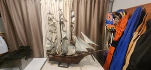 Modelo de barco de madera vintage velero cortapelos barco decoración náutica. Muy grande - Imagen 1 de 24