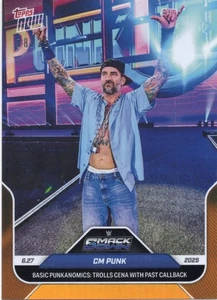 2025 WWE Topps Now CM Punk Basic Punkanomics SmackDown ORANGE 08/25 - Picture 1 of 2